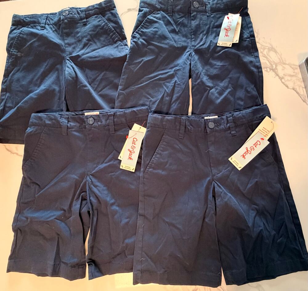 Cat & Jack Boys School Uniform Shorts Lot of 4 Navy Blue Size 8 New with Tags